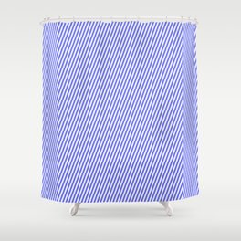 [ Thumbnail: Medium Slate Blue & Light Cyan Colored Pattern of Stripes Shower Curtain ]