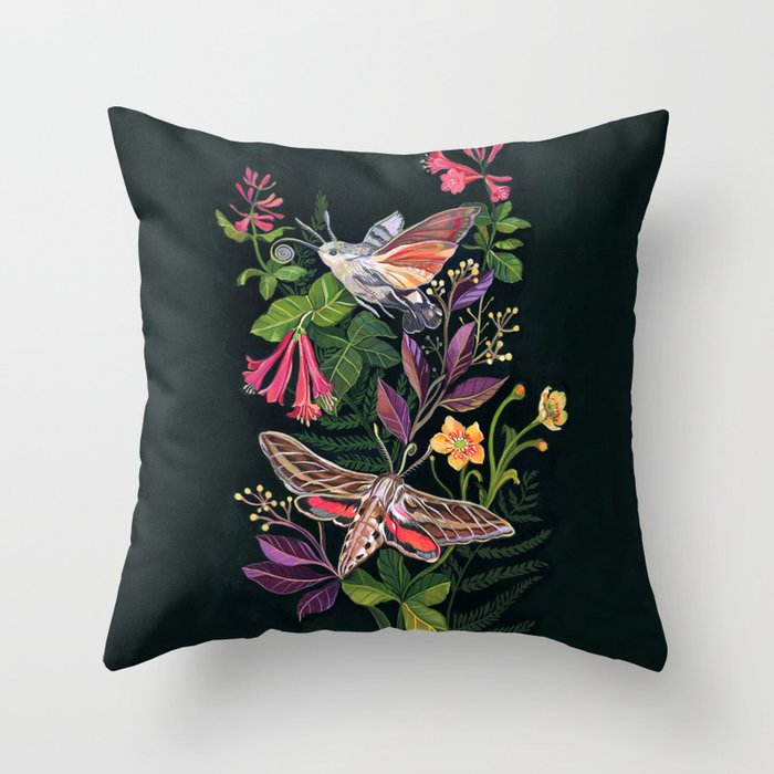 Hummingbird Moth Throw Pillow