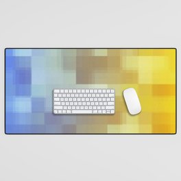 graphic design geometric pixel square pattern abstract background in yellow blue Desk Mat