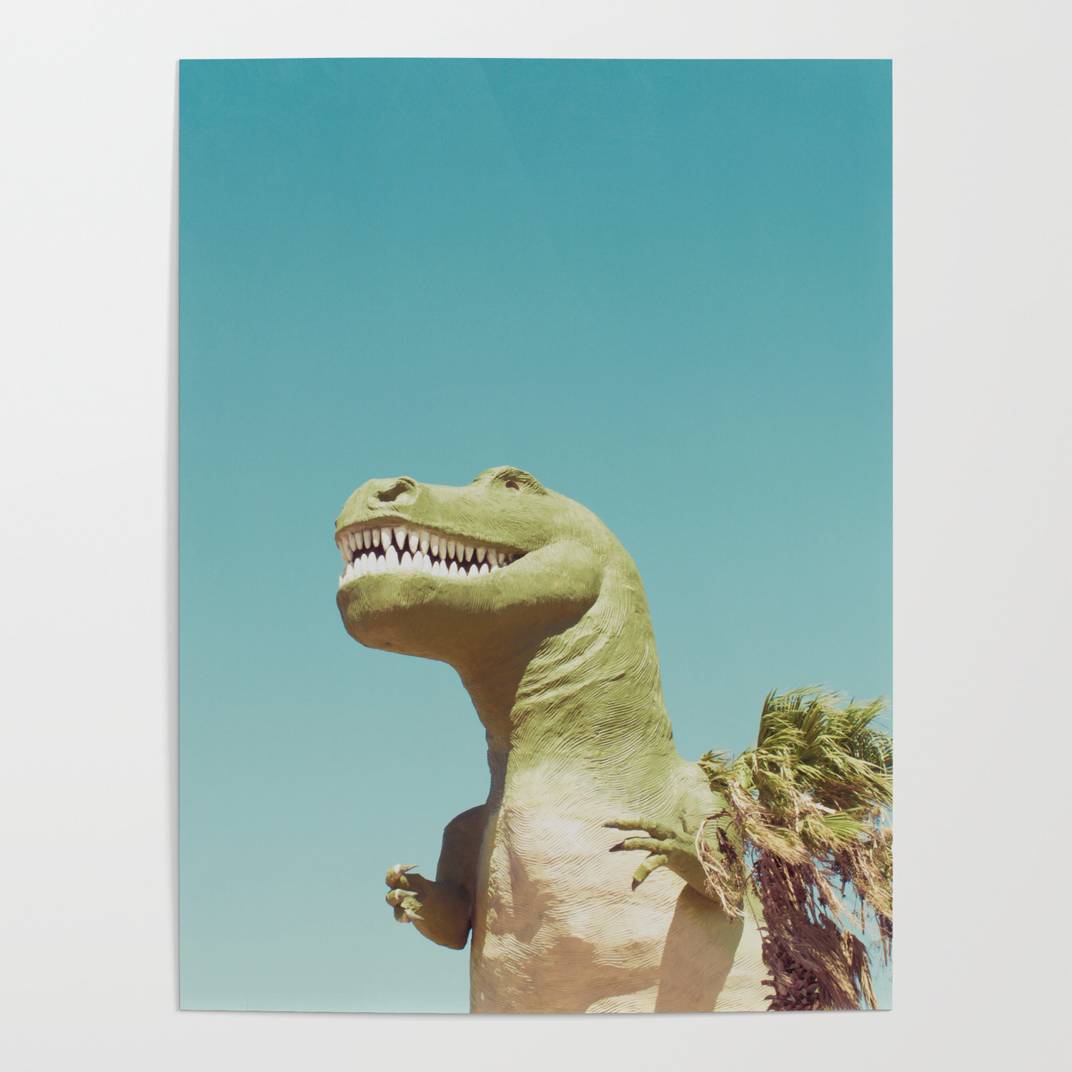 Dinosaur T Rex Animals Cute Kids Children Teal Palm Springs Poster By Peaceful Awakening Art Shop Society6