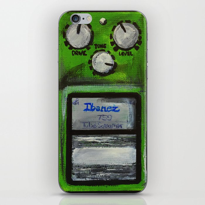 Ibanez TS-9 Tube Screamer Guitar Pedal acrylics on 5" x 7" canvas board iPhone Skin
