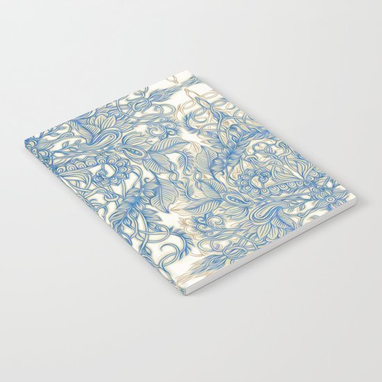 Blue & Tan Art Nouveau Pattern Notebook