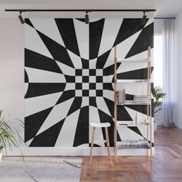 Abstract geometric infinite flower and star burst zebra pattern design in black and white Wall Mural