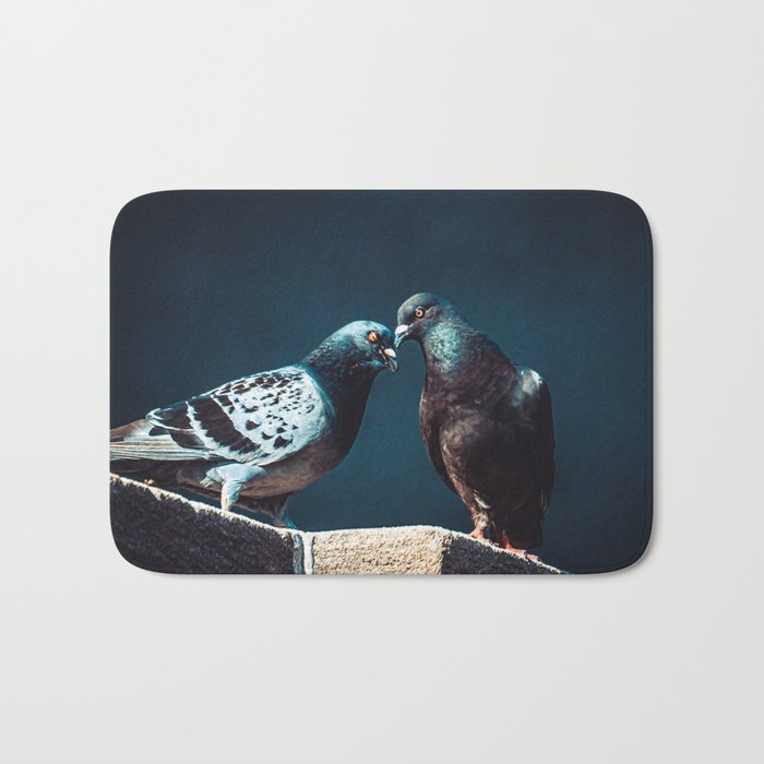 Pigeon Kiss Just A Peck Photograph Bath Mat By Lovefi Society6