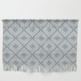 Grey Blue Square Pattern Wall Hanging