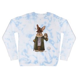 Wizard bunny with his owl friend Crewneck Sweatshirt