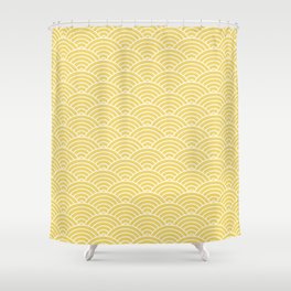 Japanese Waves Pattern Yellow Shower Curtain