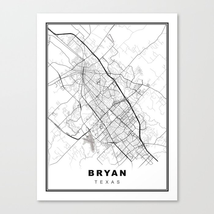 Bryan Map Canvas Print