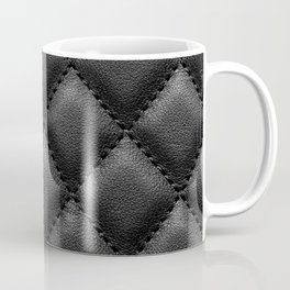 Black quilted leather skin design, luxury print Mug