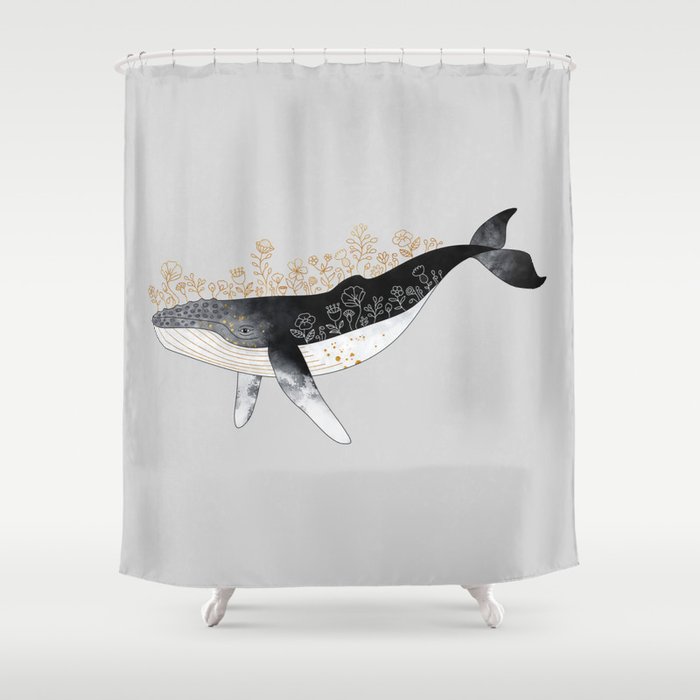 Floral Whale Shower Curtain By Elisabethfredriksson Society6