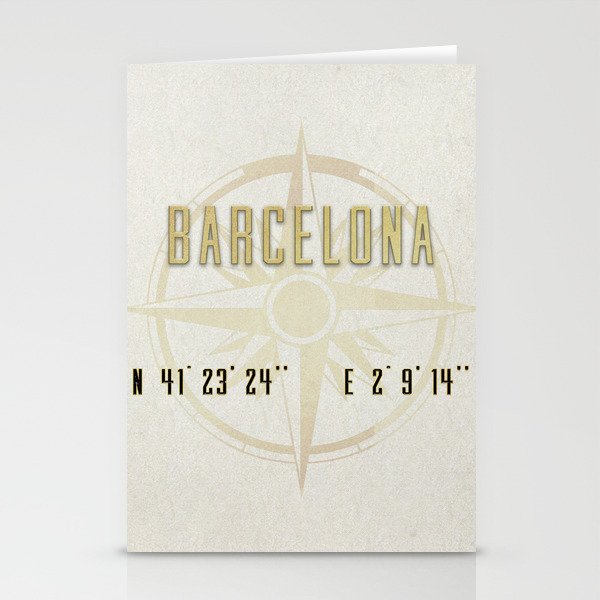 Barcelona - Vintage Map and Location Stationery Cards