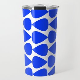 Plectrum Geometric Minimalist Pattern in Electric Blue and White Travel Mug