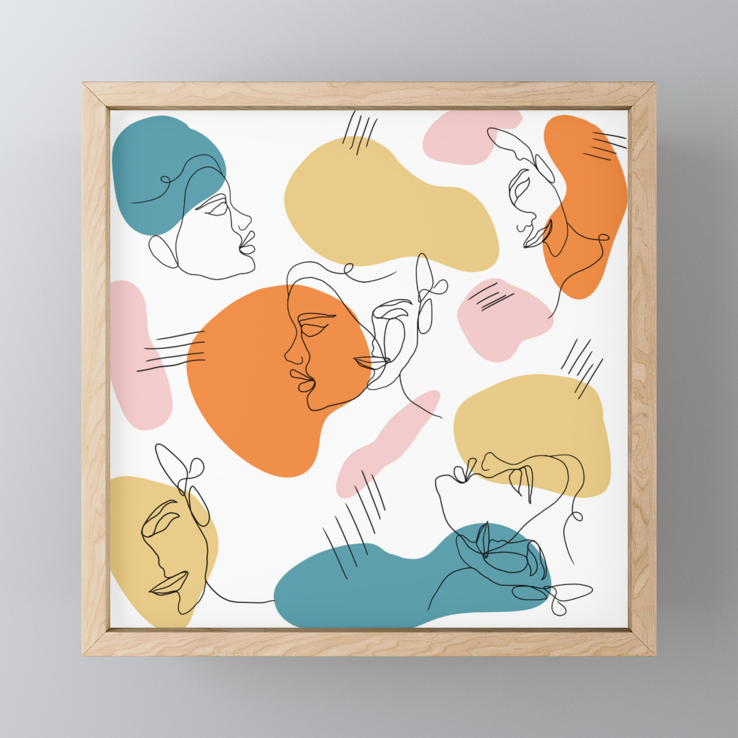 Modern Abstract Retro Faces Line Work Illustration Geometric Shapes Pattern Framed Mini Art Print By Girlytrend Society6,Easy Mythical Creatures Drawings Step By Step
