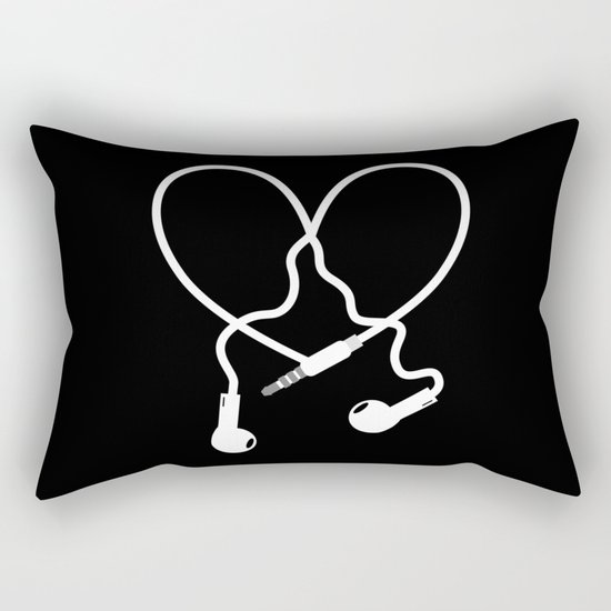 Love Music Headphones Rectangular Pillow