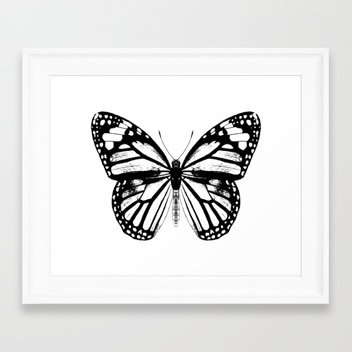 Monarch Butterfly | Vintage Butterfly | Black and White | Framed Art Print
