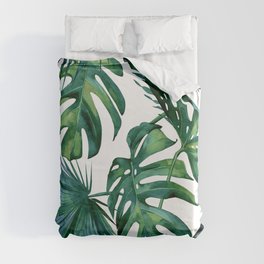 Classic Palm Leaves Tropical Jungle Green Duvet Cover