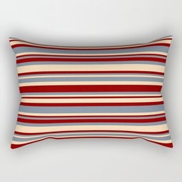 [ Thumbnail: Slate Gray, Tan, and Maroon Colored Striped/Lined Pattern Rectangular Pillow ]