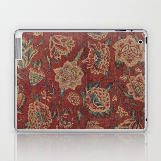 Antique Chintz Floral Design on Red  Laptop & iPad Skin