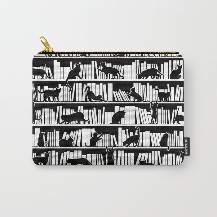 All I Need Is Books & Cats Bookish Book & Cat Lover Pattern Carry-All Pouch