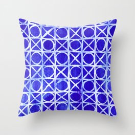 Rustic blue wicker pattern Throw Pillow