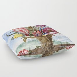 Bouquet of Flowers on a Ledge Floor Pillow
