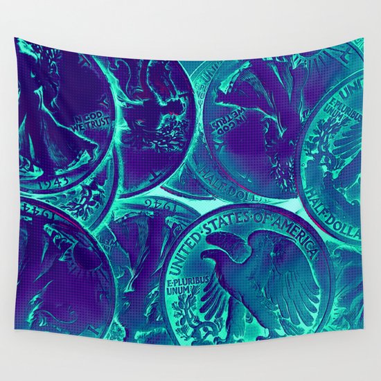 Vintage Coins Pop Art Wall Tapestry