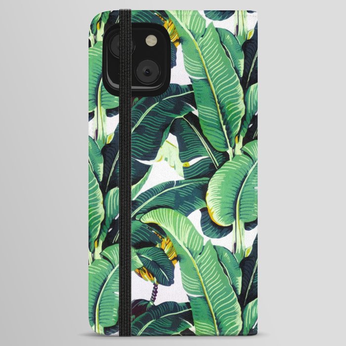 Tropical Banana leaves pattern iPhone Wallet Case