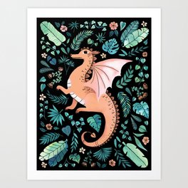 Tropical Dragon in Peach Art Print