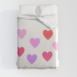 Cute Pink and Purple Love Hearts Duvet Cover