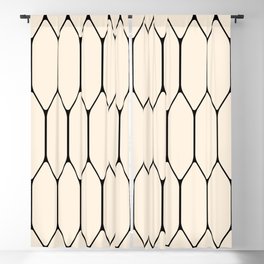 Long Honeycomb Geometric Minimalist Pattern in Almond Cream and Black Blackout Curtain