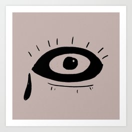 bad eye with tear in black Art Print