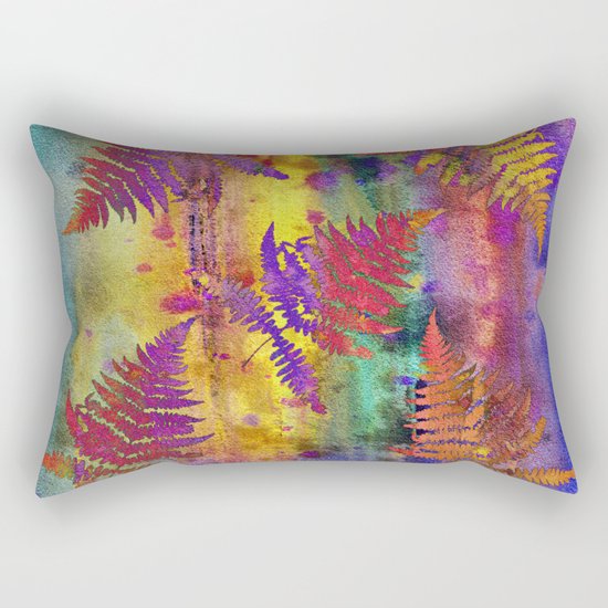 Colorful Fern Leaves QW Rectangular Pillow