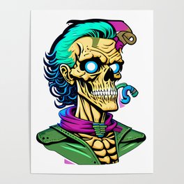 Hipster Skeleton Poster