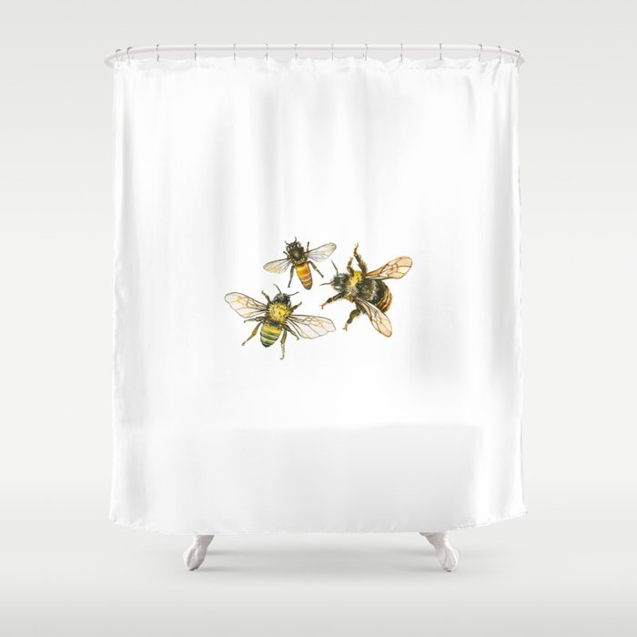 Three Bees Shower Curtain