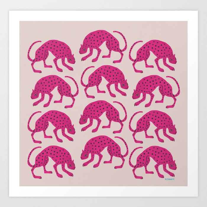 Wild Cats - Pink Art Print