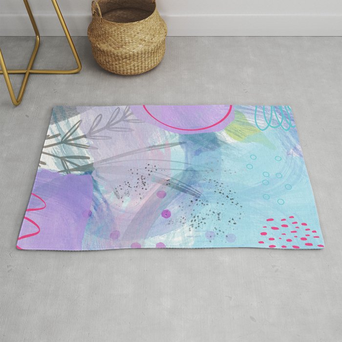 Contemporary botanical abstract watercolor painting Rug
