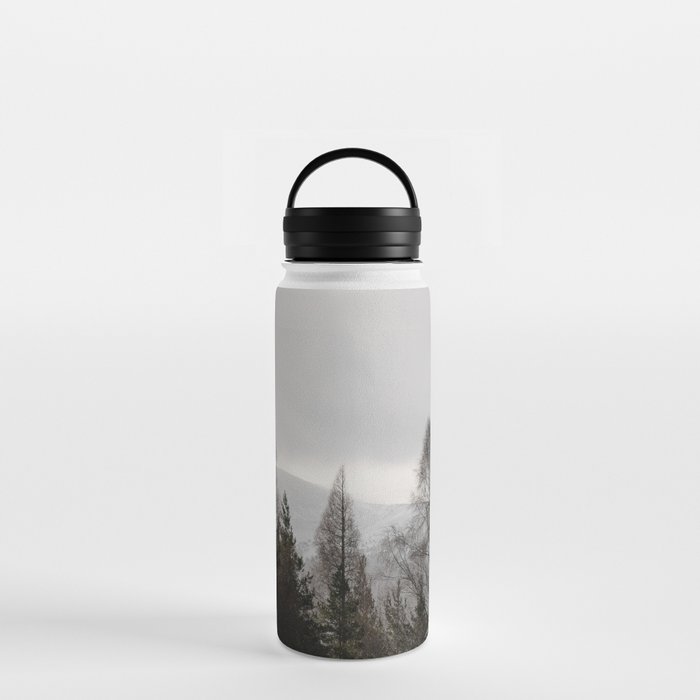 Winter Pine Trees Mountain View Water Bottle
