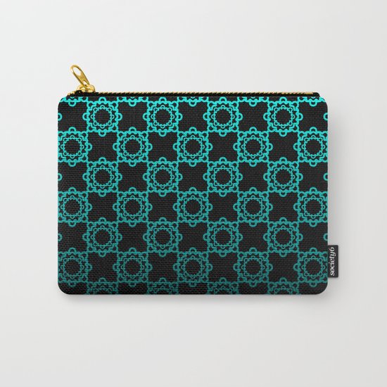 Retro. Black and turquoise satin ornament . Carry-All Pouch