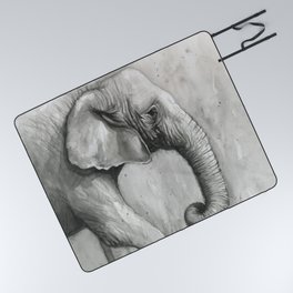 Baby Elephant Watercolor Picnic Blanket