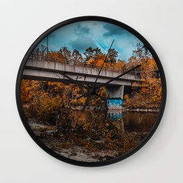 Autumn Bridge Photograph Wall Clock