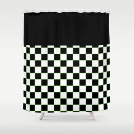 Checkered With Neon Green II Shower Curtain