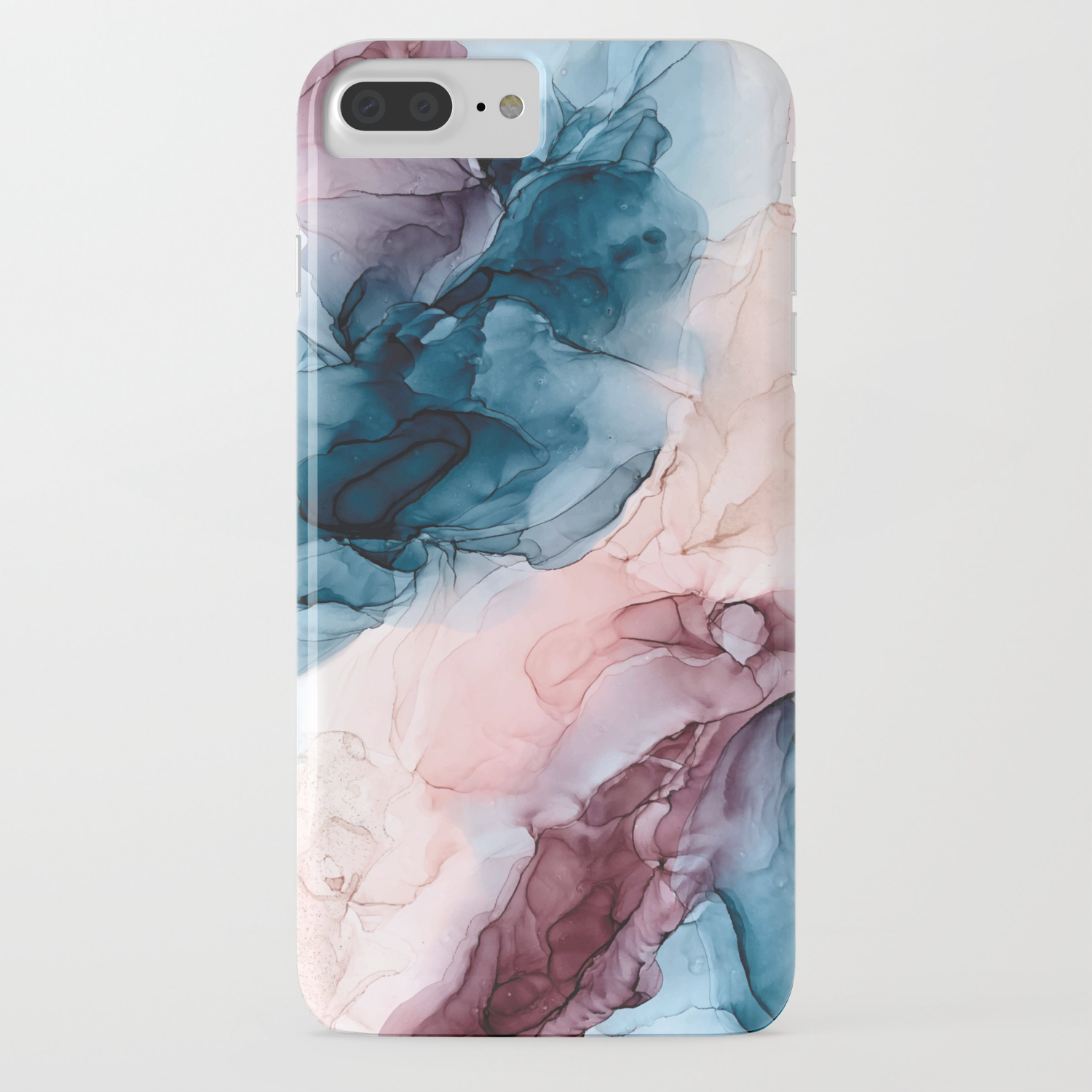 Pastel Plum Deep Blue Blush And Gold Abstract Painting Iphone