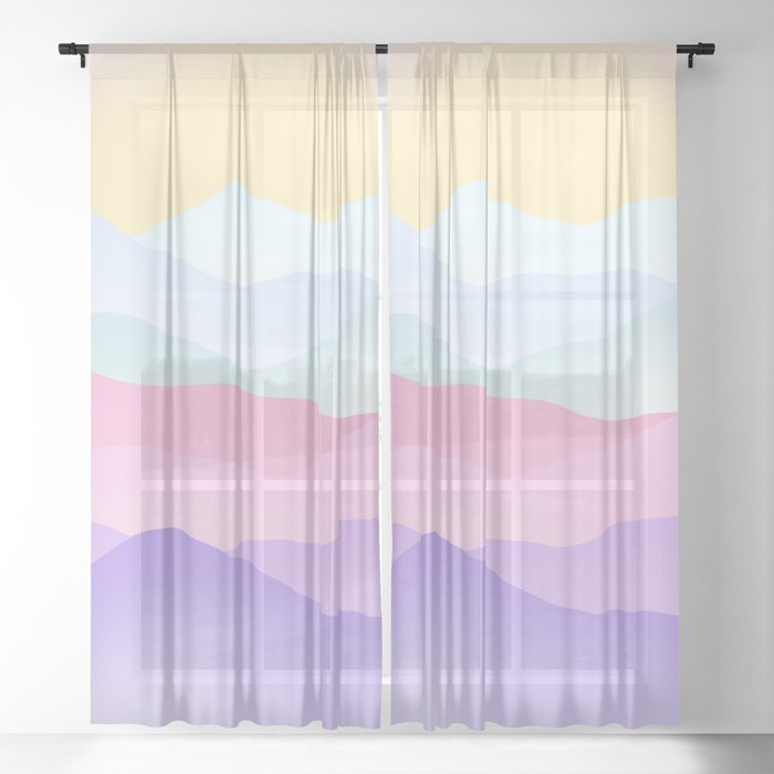 Mountains Pastel Rainbow  Sheer Curtain