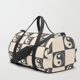 Yin Yang Check, Checkerboard Black and White  Duffle Bag