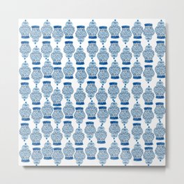 Pattern Blue Ginger Jars Jar  Metal Print | Jars, White, Blue, Chinese, Canton, Ginger, Pattern, Bluewillow, Palmsprings, Japandi 
