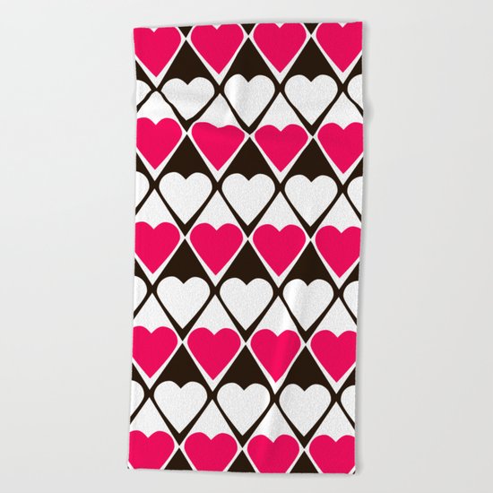 Abstract print with hearts Valentines Day love Beach Towel