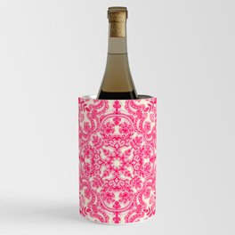 Hot Pink & Soft Cream Folk Art Pattern Wine Chiller