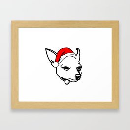 Chihuahua Dog with Christmas Santa Hat Framed Art Print