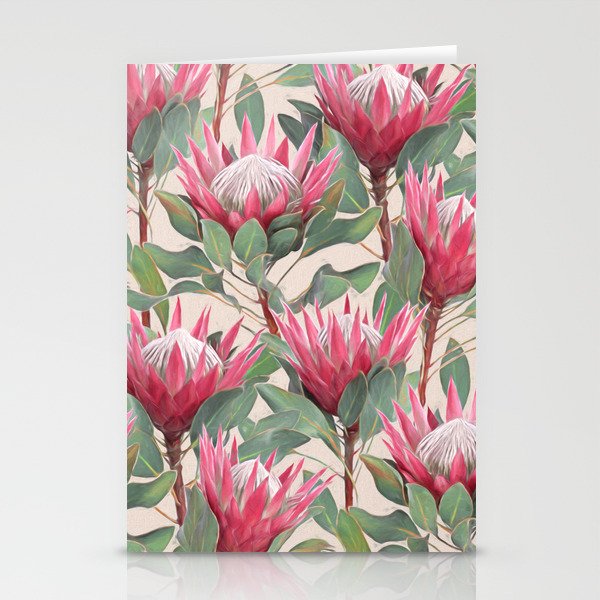 Painted King Proteas on cream Stationery Cards