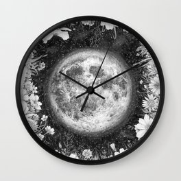 Midnight Moon in the Garden Wall Clock